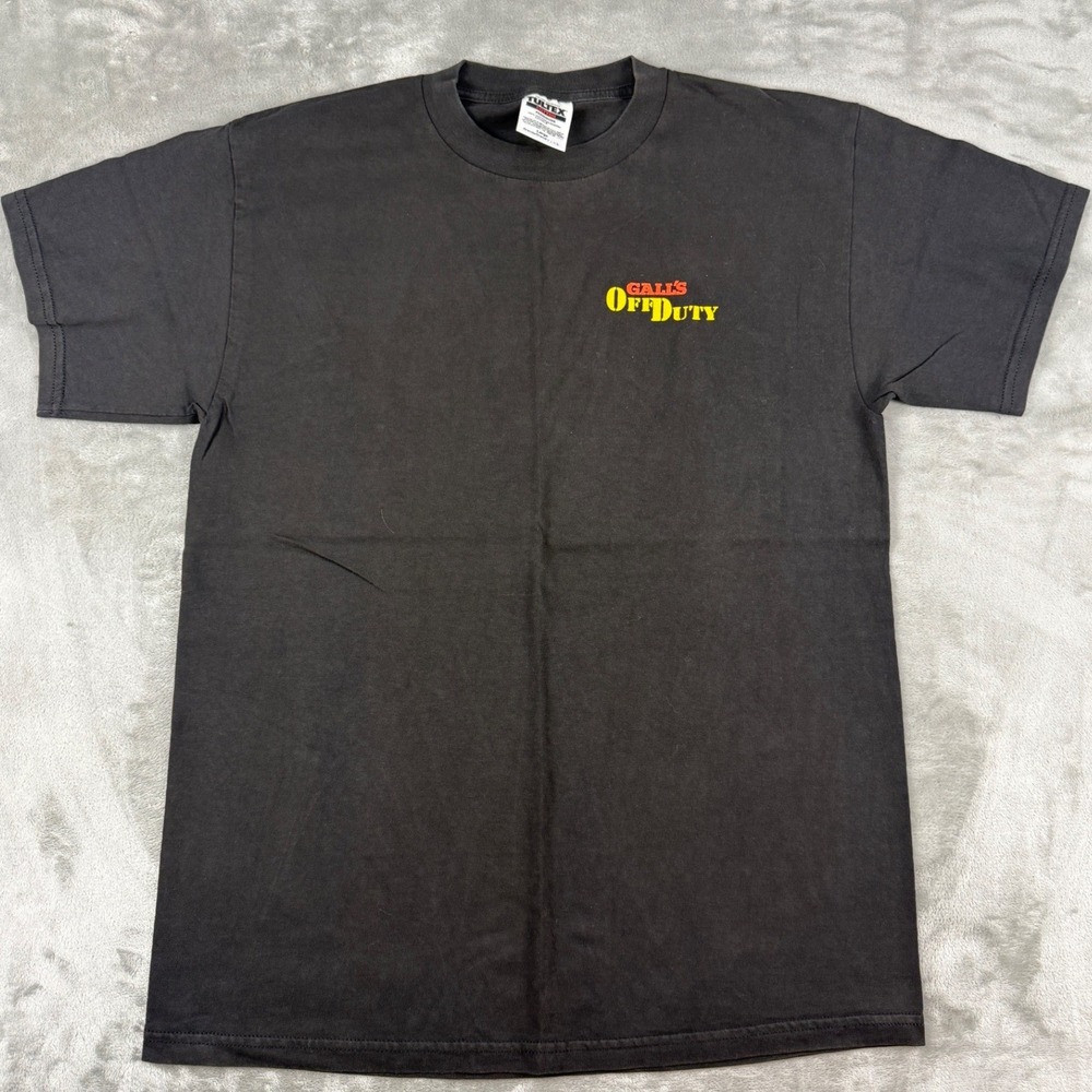 Vintage Tultex Galls Off Duty Firefighter Graphic T-Shirt Mens L Black Cotton